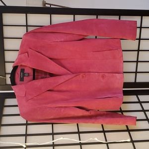 Hot pink short suede jacket